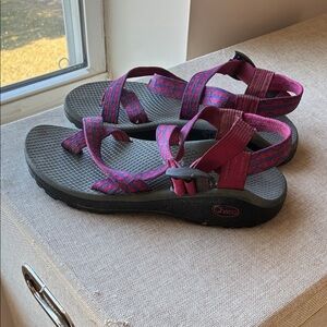 Chaco Magenta and Charcoal Sandals